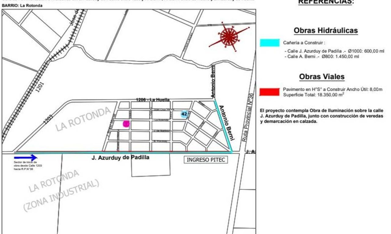 Comienza la ejecución de la obra vial en el tramo del corredor que une R.P. Nº36 con calle 1203 en Ingeniero Allan